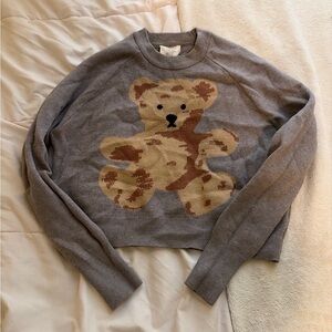 Hippie Rose Gray Teddy Bear Sweater